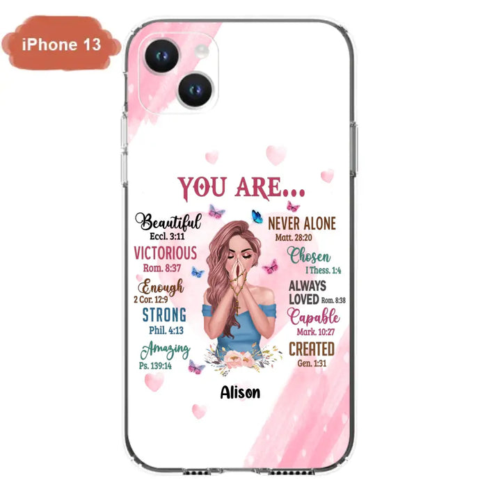 Custom Personalized Praying Girl Phone Case - Gift Idea for Girls/Friends - You Are Beautiful - Case for iPhone/Samsung