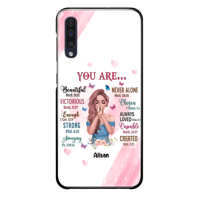 Custom Personalized Praying Girl Phone Case - Gift Idea for Girls/Friends - You Are Beautiful - Case for iPhone/Samsung