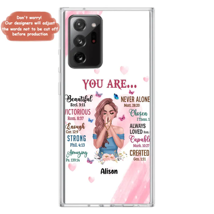 Custom Personalized Praying Girl Phone Case - Gift Idea for Girls/Friends - You Are Beautiful - Case for iPhone/Samsung