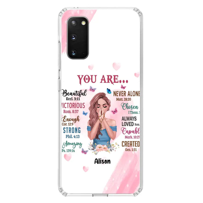 Custom Personalized Praying Girl Phone Case - Gift Idea for Girls/Friends - You Are Beautiful - Case for iPhone/Samsung