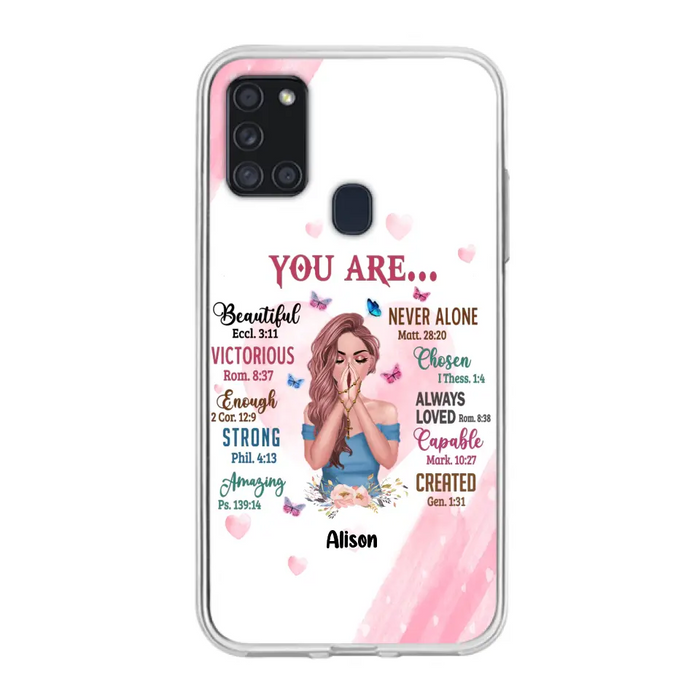 Custom Personalized Praying Girl Phone Case - Gift Idea for Girls/Friends - You Are Beautiful - Case for iPhone/Samsung