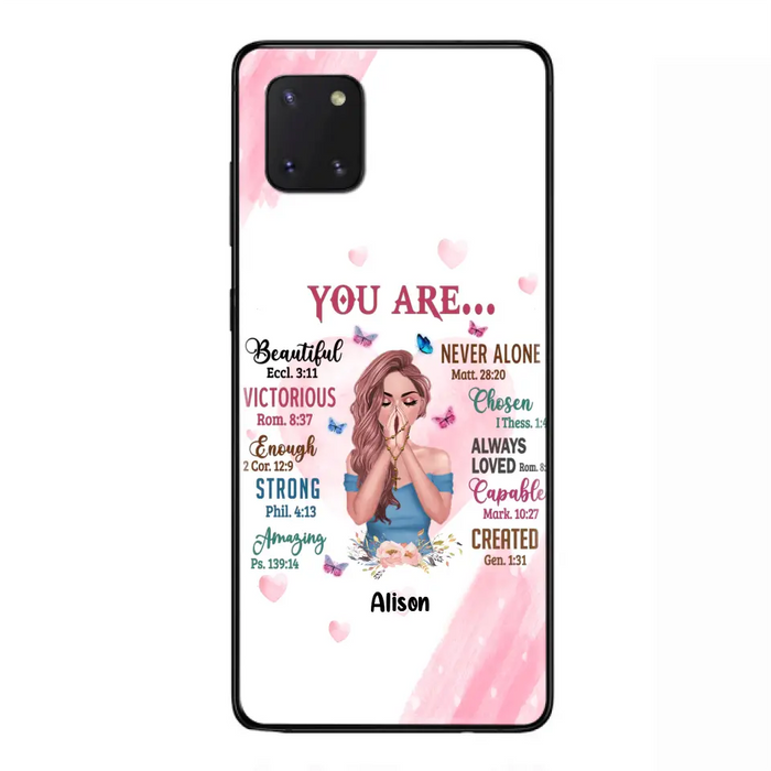 Custom Personalized Praying Girl Phone Case - Gift Idea for Girls/Friends - You Are Beautiful - Case for iPhone/Samsung