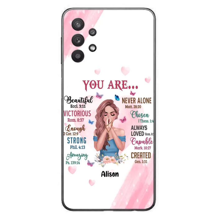 Custom Personalized Praying Girl Phone Case - Gift Idea for Girls/Friends - You Are Beautiful - Case for iPhone/Samsung