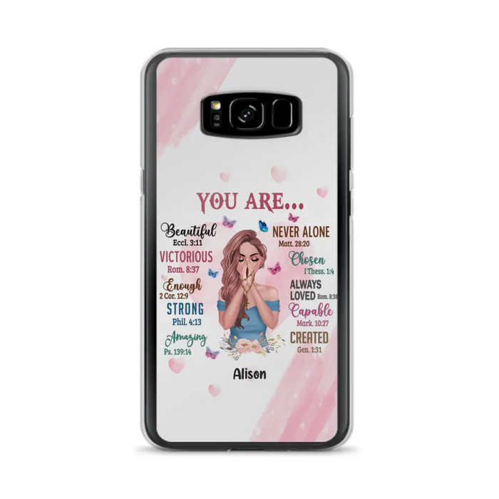 Custom Personalized Praying Girl Phone Case - Gift Idea for Girls/Friends - You Are Beautiful - Case for iPhone/Samsung