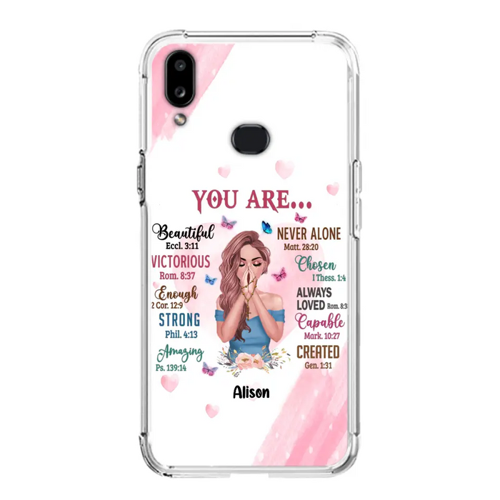 Custom Personalized Praying Girl Phone Case - Gift Idea for Girls/Friends - You Are Beautiful - Case for iPhone/Samsung