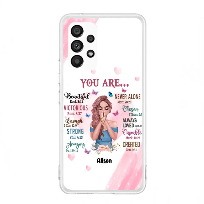 Custom Personalized Praying Girl Phone Case - Gift Idea for Girls/Friends - You Are Beautiful - Case for iPhone/Samsung