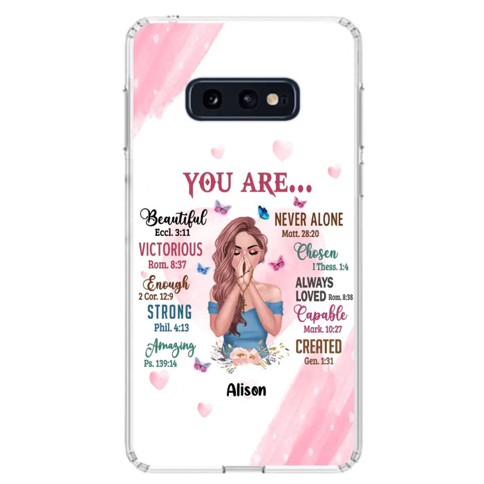 Custom Personalized Praying Girl Phone Case - Gift Idea for Girls/Friends - You Are Beautiful - Case for iPhone/Samsung