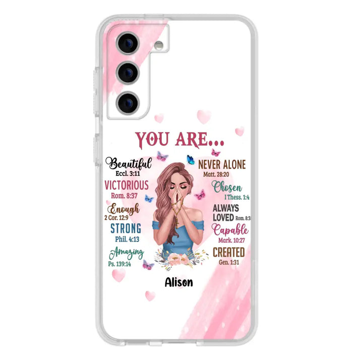 Custom Personalized Praying Girl Phone Case - Gift Idea for Girls/Friends - You Are Beautiful - Case for iPhone/Samsung