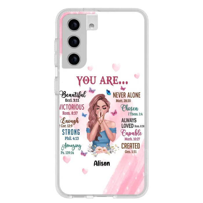 Custom Personalized Praying Girl Phone Case - Gift Idea for Girls/Friends - You Are Beautiful - Case for iPhone/Samsung