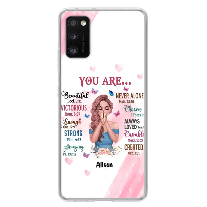 Custom Personalized Praying Girl Phone Case - Gift Idea for Girls/Friends - You Are Beautiful - Case for iPhone/Samsung