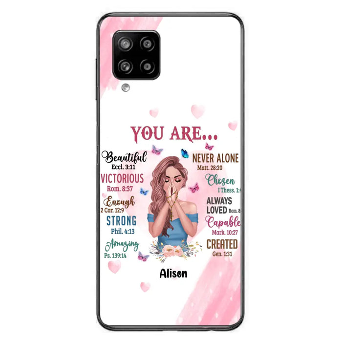 Custom Personalized Praying Girl Phone Case - Gift Idea for Girls/Friends - You Are Beautiful - Case for iPhone/Samsung