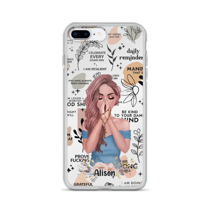 Custom Personalized Praying Girl Phone Case - Gift Idea for Girls/Friends - Case for iPhone/Samsung