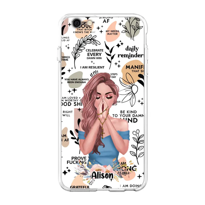 Custom Personalized Praying Girl Phone Case - Gift Idea for Girls/Friends - Case for iPhone/Samsung