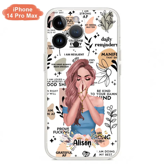 Custom Personalized Praying Girl Phone Case - Gift Idea for Girls/Friends - Case for iPhone/Samsung