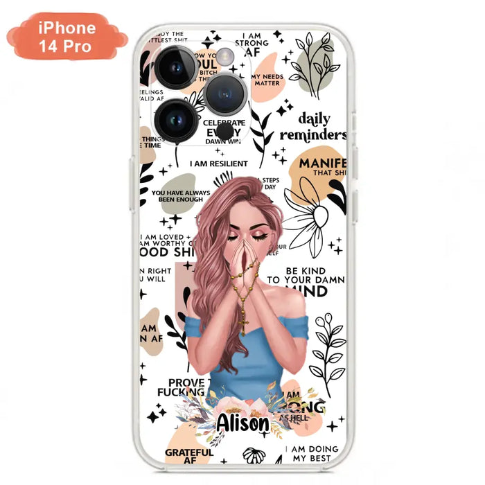 Custom Personalized Praying Girl Phone Case - Gift Idea for Girls/Friends - Case for iPhone/Samsung