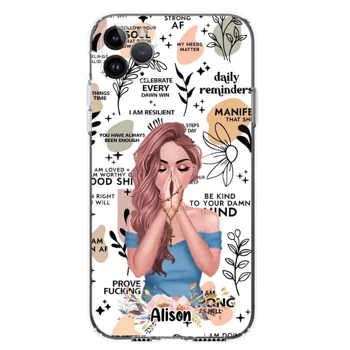 Custom Personalized Praying Girl Phone Case - Gift Idea for Girls/Friends - Case for iPhone/Samsung