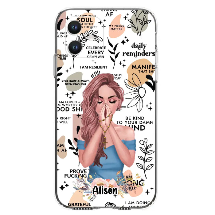 Custom Personalized Praying Girl Phone Case - Gift Idea for Girls/Friends - Case for iPhone/Samsung