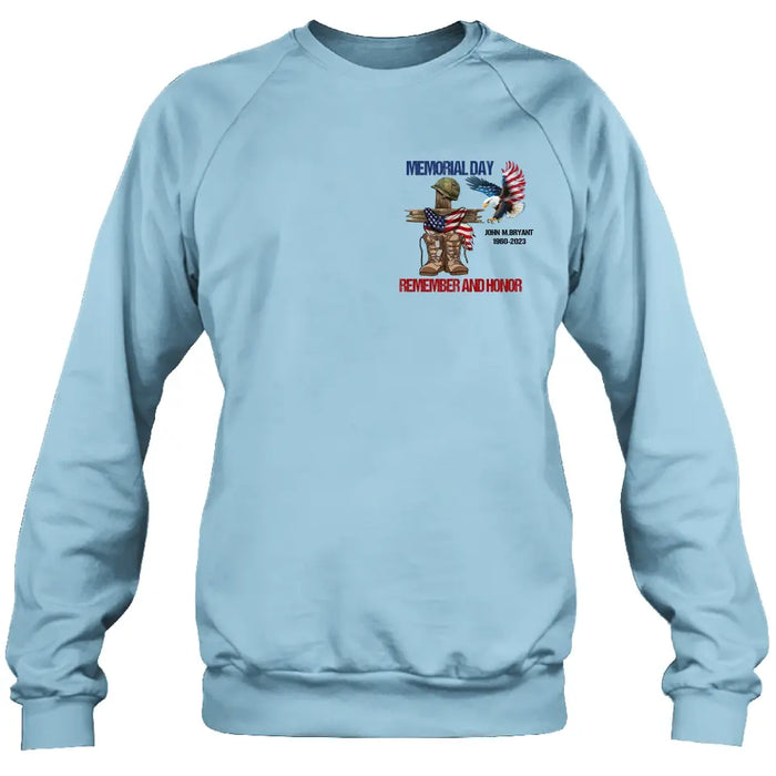 Custom Personalized Memorial Day Shirt/ Hoodie - Gift Idea for Memorial Day - Memorial Day Remember And Honor