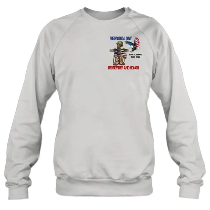 Custom Personalized Memorial Day Shirt/ Hoodie - Gift Idea for Memorial Day - Memorial Day Remember And Honor