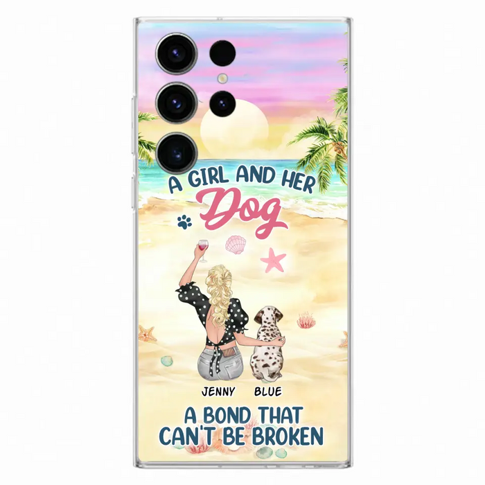 Custom Personalized Dog Mom Phone Case - Upto 6 Dogs - Gift Idea for Dog Lovers - A Girl And Her Dog A Bond That Can't Be Broken - Case for iPhone/Samsung