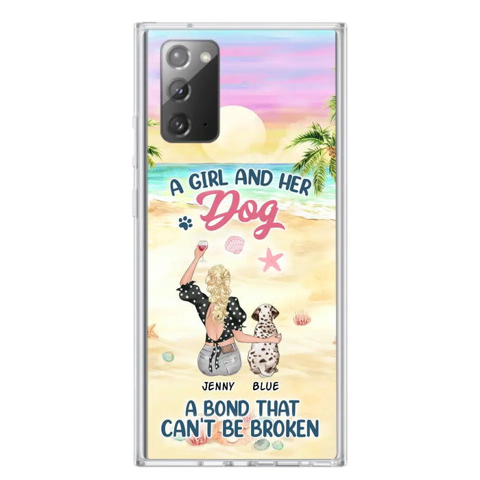 Custom Personalized Dog Mom Phone Case - Upto 6 Dogs - Gift Idea for Dog Lovers - A Girl And Her Dog A Bond That Can't Be Broken - Case for iPhone/Samsung