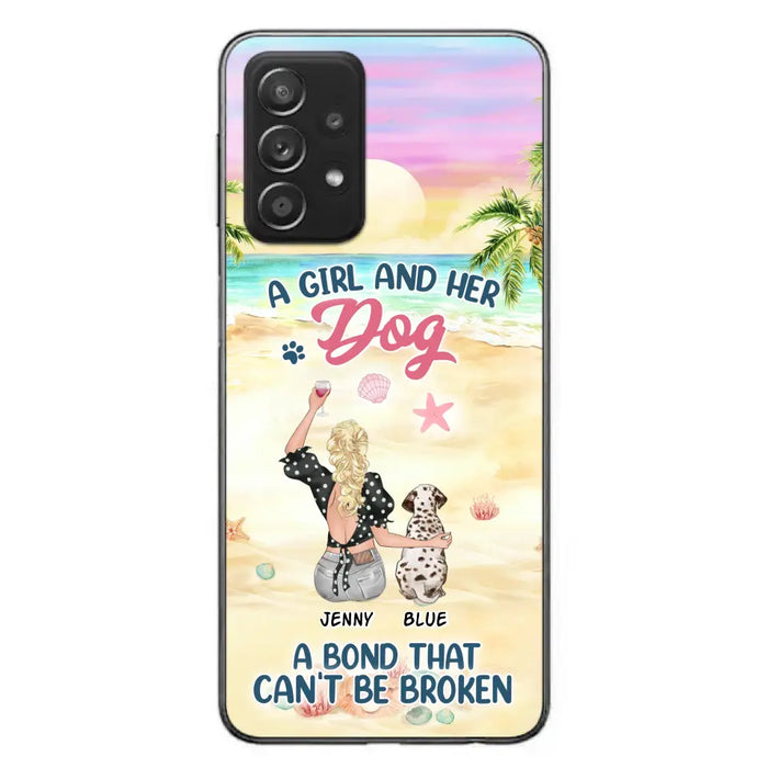 Custom Personalized Dog Mom Phone Case - Upto 6 Dogs - Gift Idea for Dog Lovers - A Girl And Her Dog A Bond That Can't Be Broken - Case for iPhone/Samsung