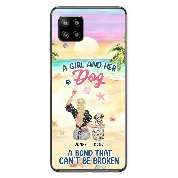 Custom Personalized Dog Mom Phone Case - Upto 6 Dogs - Gift Idea for Dog Lovers - A Girl And Her Dog A Bond That Can't Be Broken - Case for iPhone/Samsung