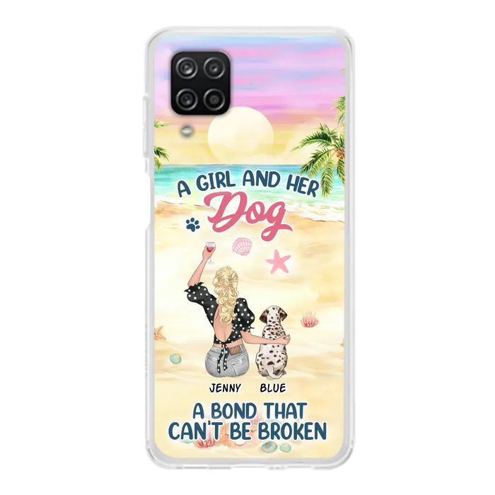 Custom Personalized Dog Mom Phone Case - Upto 6 Dogs - Gift Idea for Dog Lovers - A Girl And Her Dog A Bond That Can't Be Broken - Case for iPhone/Samsung