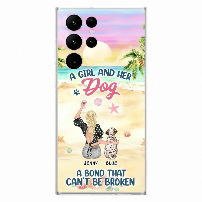 Custom Personalized Dog Mom Phone Case - Upto 6 Dogs - Gift Idea for Dog Lovers - A Girl And Her Dog A Bond That Can't Be Broken - Case for iPhone/Samsung