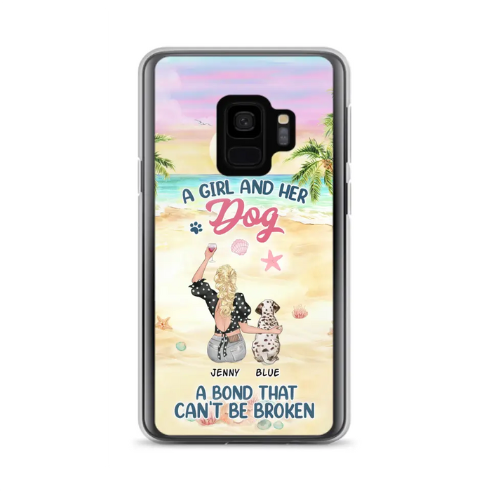 Custom Personalized Dog Mom Phone Case - Upto 6 Dogs - Gift Idea for Dog Lovers - A Girl And Her Dog A Bond That Can't Be Broken - Case for iPhone/Samsung