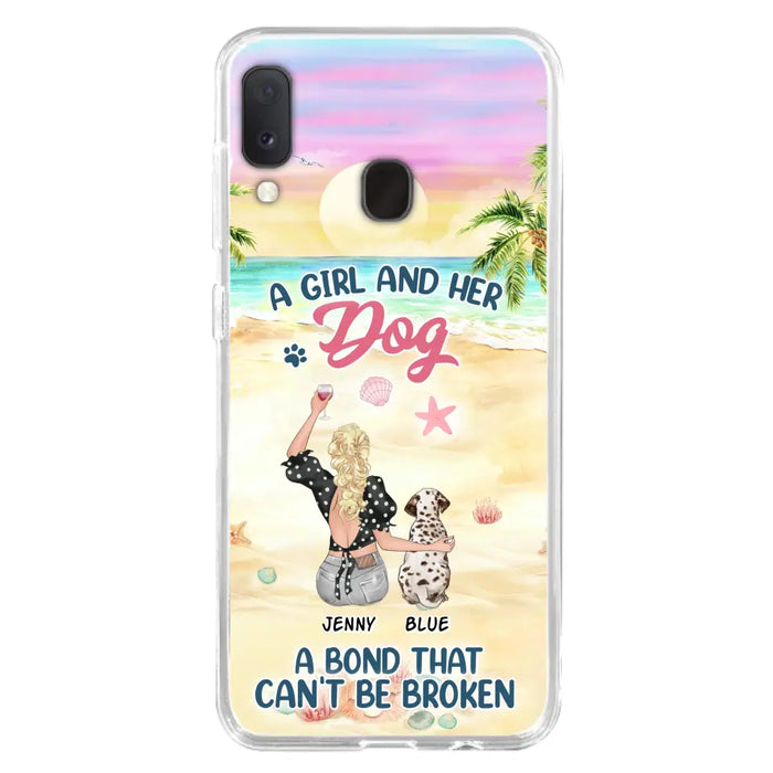 Custom Personalized Dog Mom Phone Case - Upto 6 Dogs - Gift Idea for Dog Lovers - A Girl And Her Dog A Bond That Can't Be Broken - Case for iPhone/Samsung