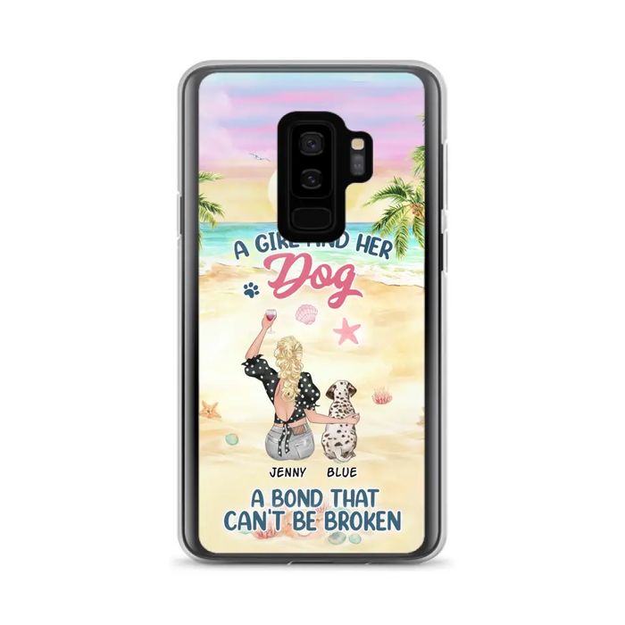 Custom Personalized Dog Mom Phone Case - Upto 6 Dogs - Gift Idea for Dog Lovers - A Girl And Her Dog A Bond That Can't Be Broken - Case for iPhone/Samsung