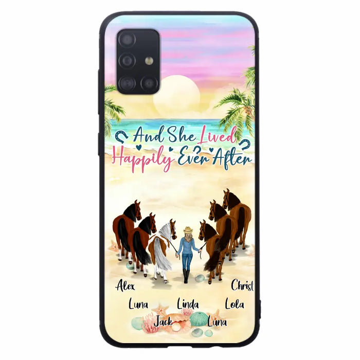 Custom Personalized Horse Girl Phone Case - Upto 6 Horses - Gift Idea for Horse Lovers - And She Lived Happily Ever After - Case for iPhone/Samsung