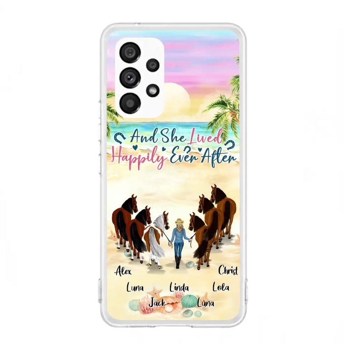 Custom Personalized Horse Girl Phone Case - Upto 6 Horses - Gift Idea for Horse Lovers - And She Lived Happily Ever After - Case for iPhone/Samsung