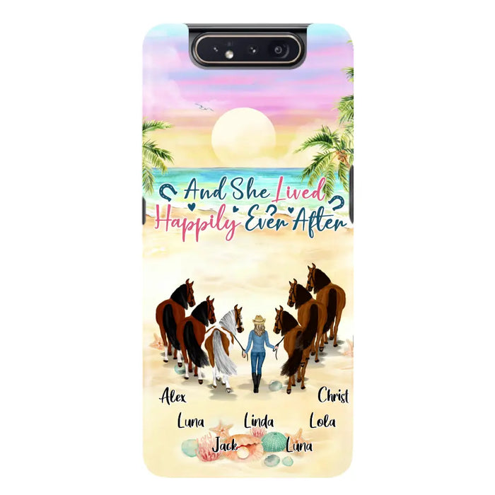 Custom Personalized Horse Girl Phone Case - Upto 6 Horses - Gift Idea for Horse Lovers - And She Lived Happily Ever After - Case for iPhone/Samsung