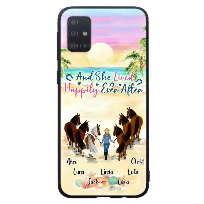 Custom Personalized Horse Girl Phone Case - Upto 6 Horses - Gift Idea for Horse Lovers - And She Lived Happily Ever After - Case for iPhone/Samsung