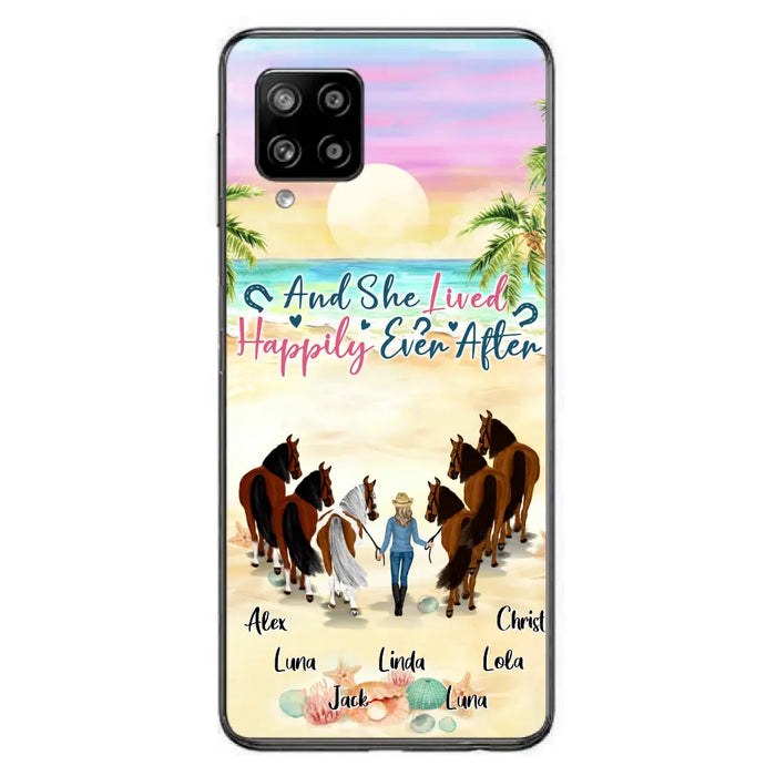 Custom Personalized Horse Girl Phone Case - Upto 6 Horses - Gift Idea for Horse Lovers - And She Lived Happily Ever After - Case for iPhone/Samsung