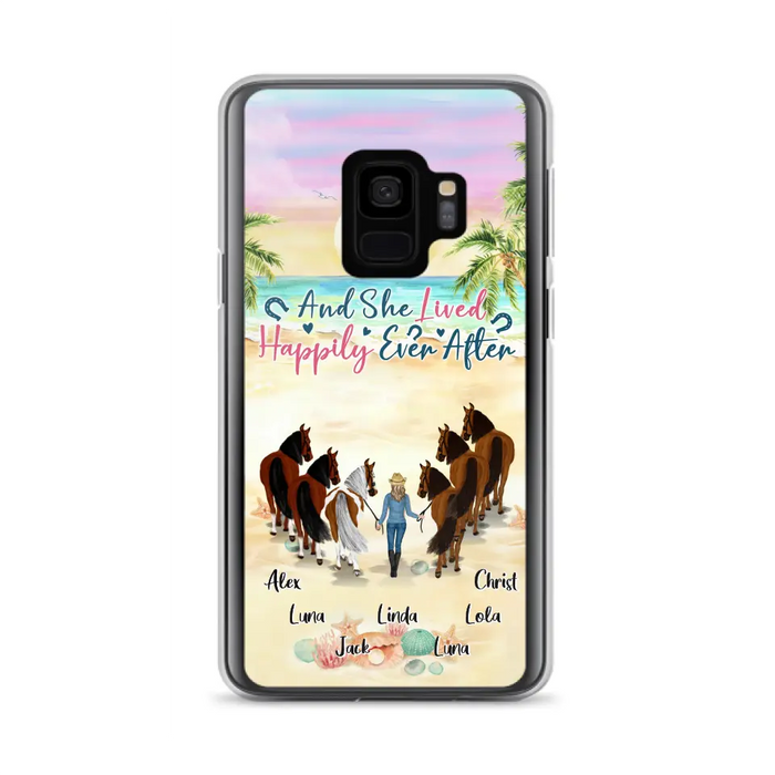 Custom Personalized Horse Girl Phone Case - Upto 6 Horses - Gift Idea for Horse Lovers - And She Lived Happily Ever After - Case for iPhone/Samsung