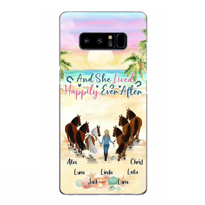 Custom Personalized Horse Girl Phone Case - Upto 6 Horses - Gift Idea for Horse Lovers - And She Lived Happily Ever After - Case for iPhone/Samsung