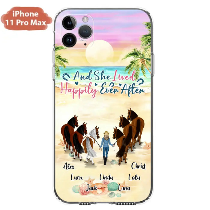 Custom Personalized Horse Girl Phone Case - Upto 6 Horses - Gift Idea for Horse Lovers - And She Lived Happily Ever After - Case for iPhone/Samsung