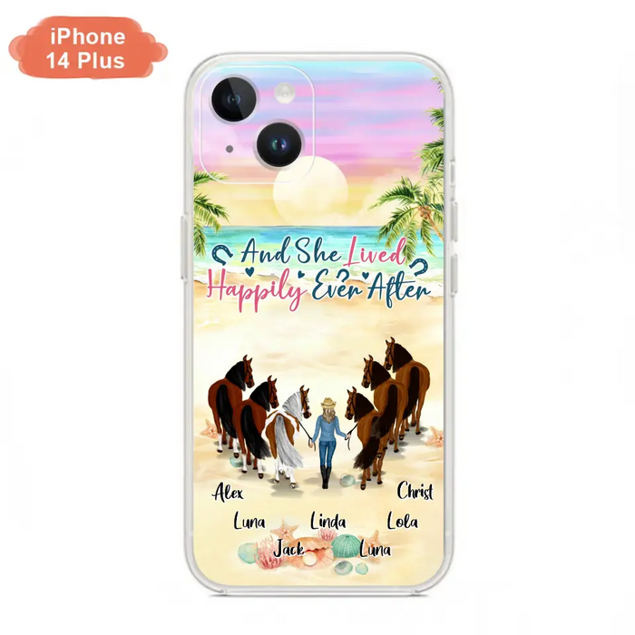 Custom Personalized Horse Girl Phone Case - Upto 6 Horses - Gift Idea for Horse Lovers - And She Lived Happily Ever After - Case for iPhone/Samsung