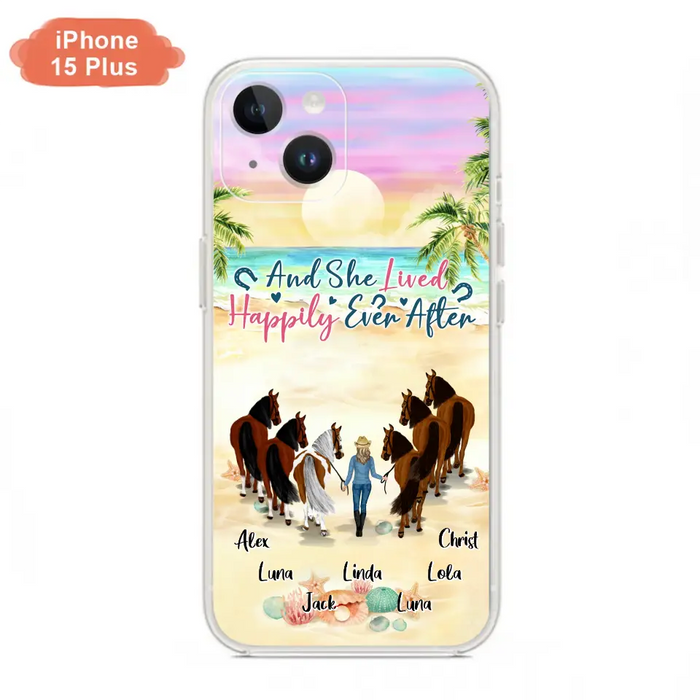 Custom Personalized Horse Girl Phone Case - Upto 6 Horses - Gift Idea for Horse Lovers - And She Lived Happily Ever After - Case for iPhone/Samsung