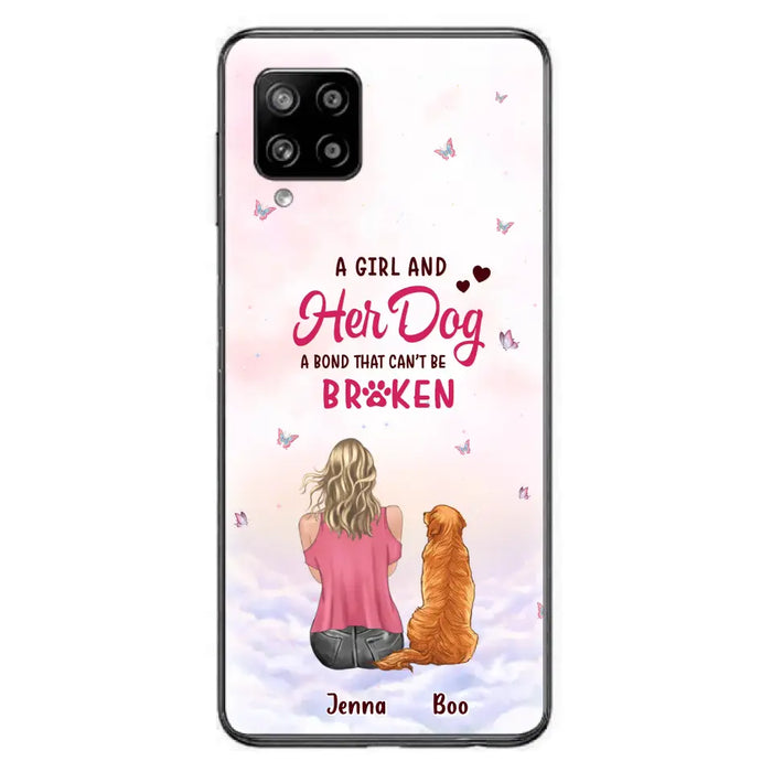 Custom Personalized Dog Mom Phone Case - Upto 5 Dogs - Gift Idea For Dog Lovers - A Girl And Her Dog A Bond That Can't Be Broken - Case for iPhone/Samsung