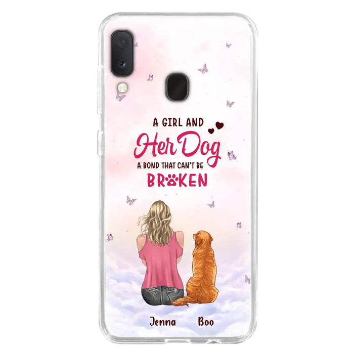 Custom Personalized Dog Mom Phone Case - Upto 5 Dogs - Gift Idea For Dog Lovers - A Girl And Her Dog A Bond That Can't Be Broken - Case for iPhone/Samsung