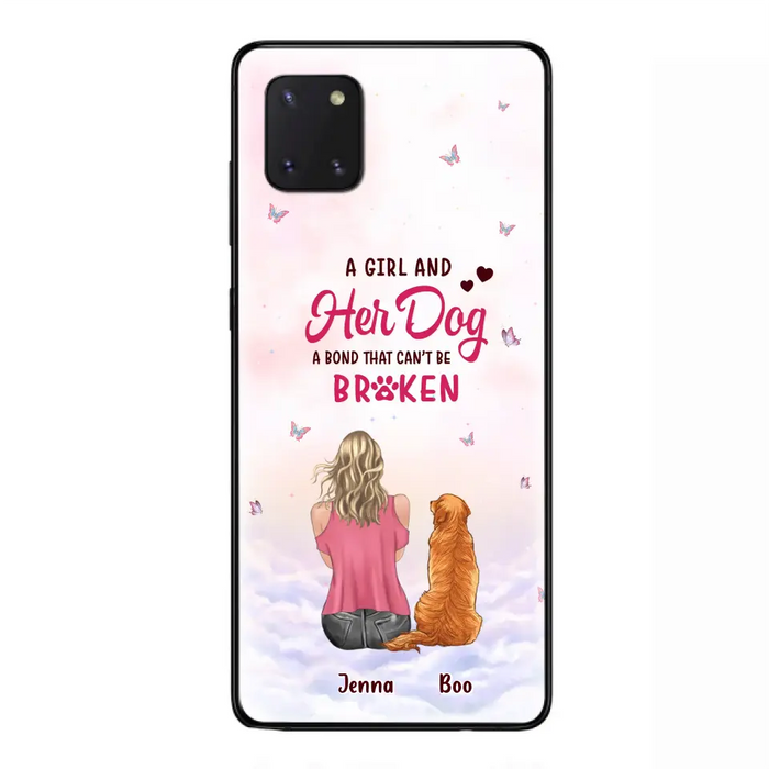 Custom Personalized Dog Mom Phone Case - Upto 5 Dogs - Gift Idea For Dog Lovers - A Girl And Her Dog A Bond That Can't Be Broken - Case for iPhone/Samsung