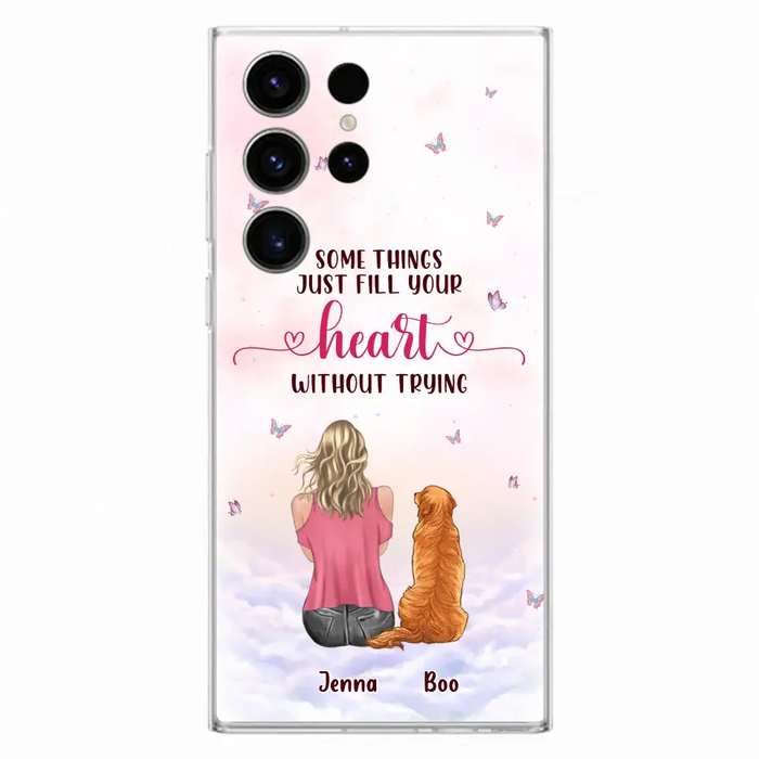 Custom Personalized Dog Mom Phone Case - Upto 5 Dogs - Gift Idea For Dog Lovers - Some Things Just Fill Your Heart Without Trying - Case for iPhone/Samsung