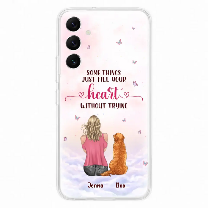 Custom Personalized Dog Mom Phone Case - Upto 5 Dogs - Gift Idea For Dog Lovers - Some Things Just Fill Your Heart Without Trying - Case for iPhone/Samsung