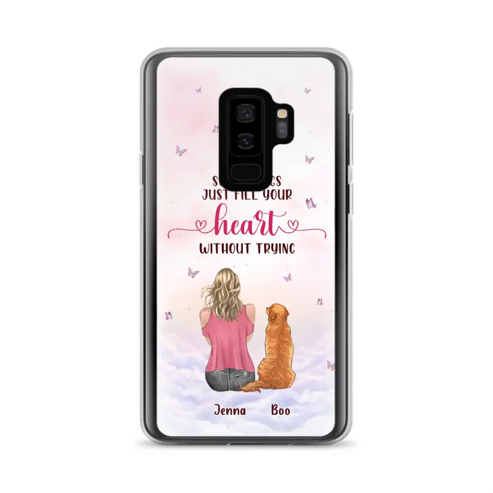 Custom Personalized Dog Mom Phone Case - Upto 5 Dogs - Gift Idea For Dog Lovers - Some Things Just Fill Your Heart Without Trying - Case for iPhone/Samsung