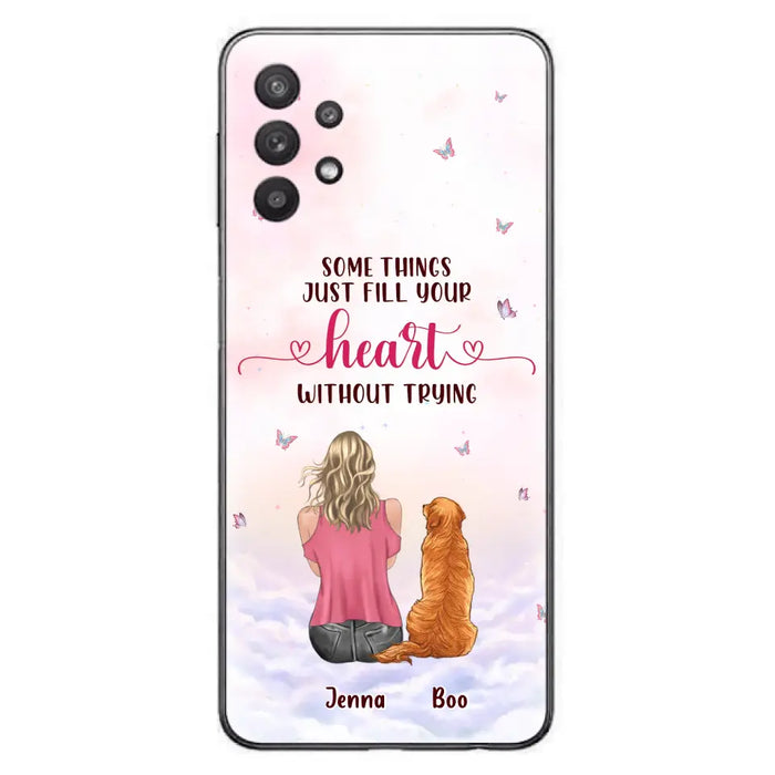 Custom Personalized Dog Mom Phone Case - Upto 5 Dogs - Gift Idea For Dog Lovers - Some Things Just Fill Your Heart Without Trying - Case for iPhone/Samsung