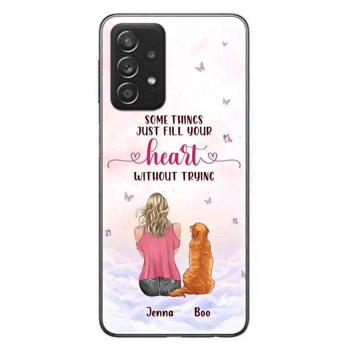 Custom Personalized Dog Mom Phone Case - Upto 5 Dogs - Gift Idea For Dog Lovers - Some Things Just Fill Your Heart Without Trying - Case for iPhone/Samsung